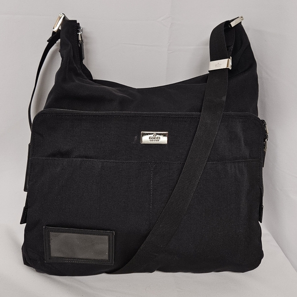 Gucci Other - Gucci Crossbody Messenger Bag In Black Nylon And Leather With Silver Accents